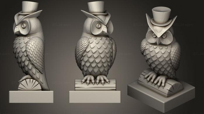 Animal figurines (Owl With Name, STKJ_1235) 3D models for cnc
